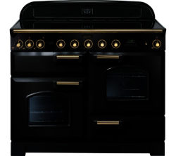 RANGEMASTER  Classic Deluxe 110 Electric Induction Range Cooker - Black & Brass